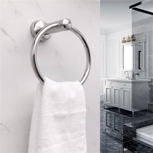Stainless Steel Chrome Bathroom Towel Ring Bath accessories hand towel rack holder wall hanger round