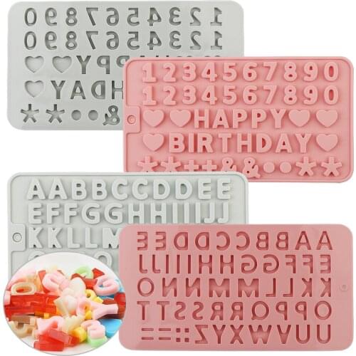 Cake decorating tools silicone chocolate mold letter and number fondant molds cookies bakeware tools