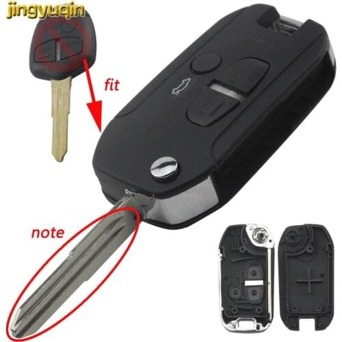 Jingyuqin Flip Car Key Shell For Mitsubishi Lancer Evo Colt Outlander Mirage 3 Button Remote Key Case Cover Keyless Fob
