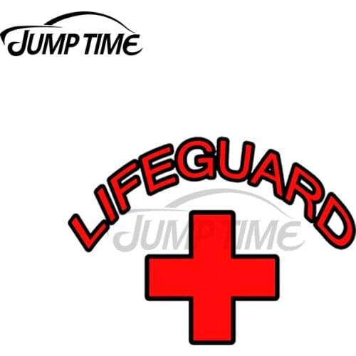 JumpTime 13 x 3.8cm For Lifeguard Save Me Red Cross Fine Decal Vinyl Car Sticker Waterproof Body for Car Refrigerator Motorcycle