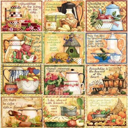 100% Full Square/Round Drill 5D DIY Diamond Painting "Bird house kettle" Diamond Embroidery Fruits Picture Cross Stitch Kit Gift