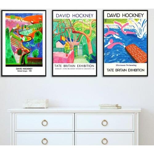 David Hockney Swim Cafe Terrace Van Gogh Wall Art Canvas Painting Nordic Posters And Prints Wall Pictures For Living Room Decor