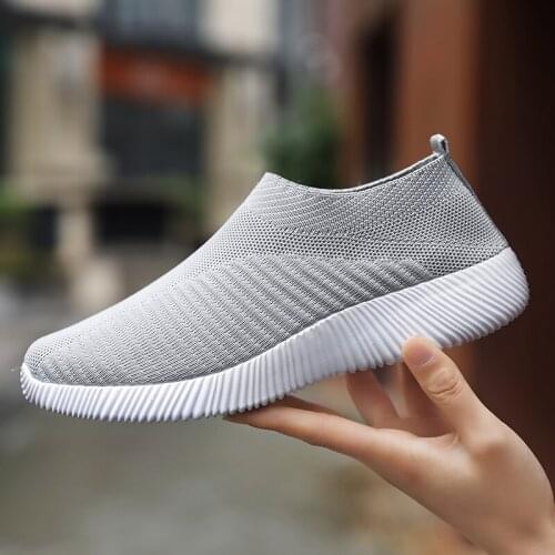 Women Shoes Knitting Sock Sneakers Women Spring Summer Slip On Flat Shoes Women Plus Size Loafers Flats Walking krasovki Famela