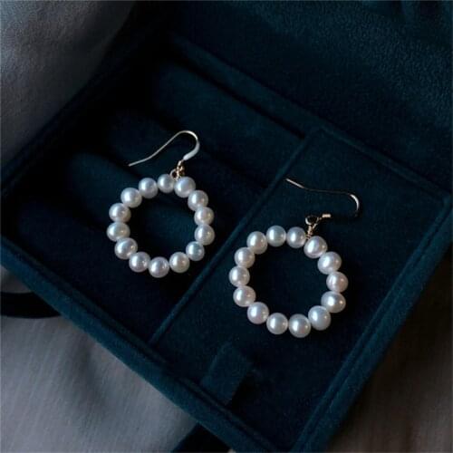 Liemjee 14k Gold Filled Circle Pearl Earrings Fashion Personality Party Jewelry For Women Feature Namour Charm Gift All Seasons