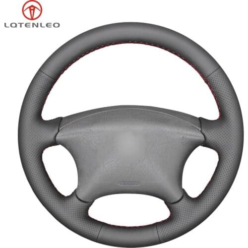 LQTENLEO Black Genuine Leather Car Steering Wheel Cover For Citroen Xsara Picasso C5 2001-2010 Peugeot Partner 807 2003-2008