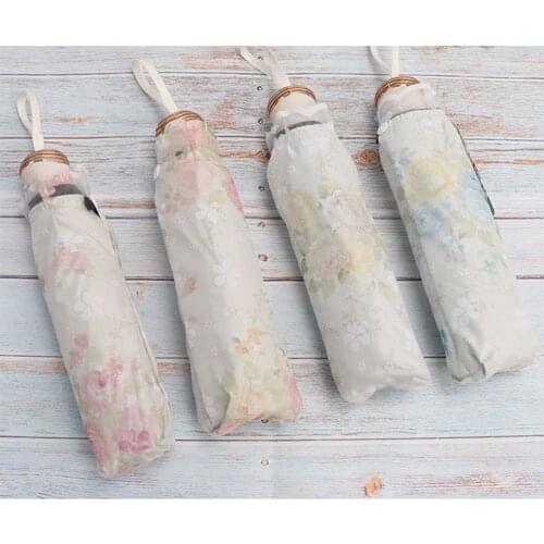 Fashion Creative 3 folding 8 bone sun umbrella sunscreen anti-UV lace embroidered umbrella