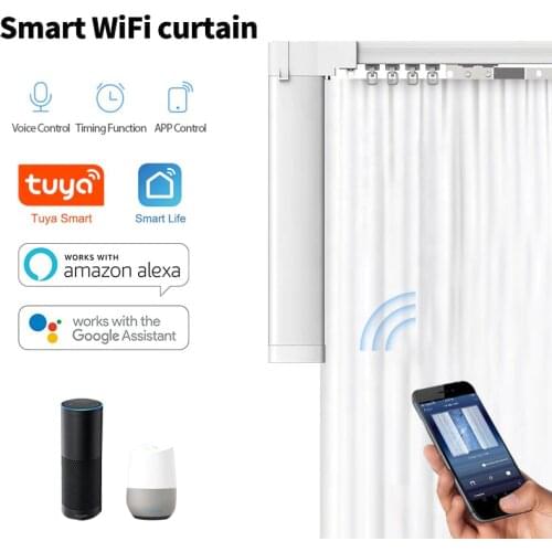 Smart wifi curtain motor tuya smart life work with alexa ,Googlehome with remote Customized Electric Curtain track smart home