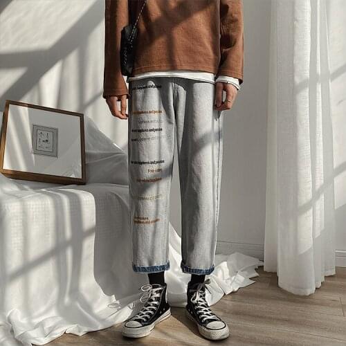 Male Fashions Harem Pants Plus Size Men Embroidery Korean Jeans Pants 2021 Mens Japanese Streetwear Blue Denim Pants