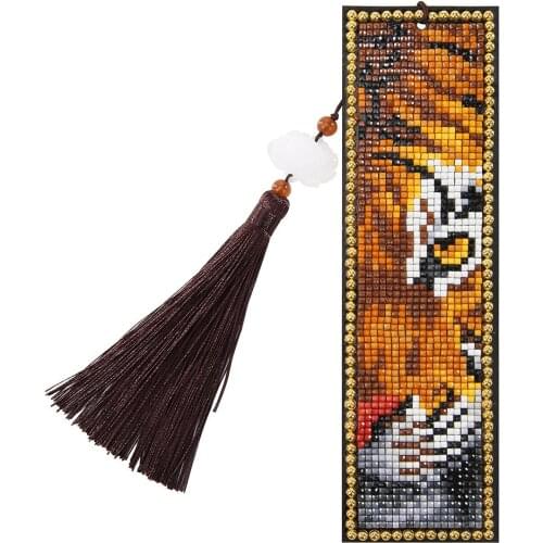 5D DIY Special Shaped Diamond Painting Kit Leather Bookmark Diamond Embroidery Craft Tassel Book Marks for Books Christmas Gifts