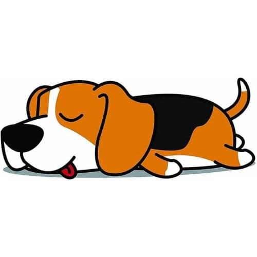 Interesting for Cute Sleepy Lazy Beagle Puppy Dog Cartoon Fine Decal DIY Motorcycle Car Stickers Waterproof 13cm x 5.2cm