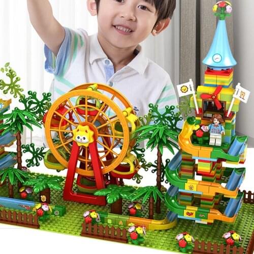 New Small Size block Marble Race Run Block Slide Track Building Blocks Funnel Slide Ball DIY sets Bricks kids Toys Children gift