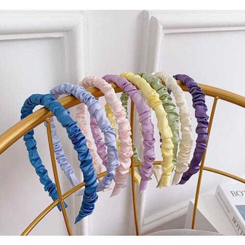 New Fashion Autumn Hairband Women Individuality Pleated Headband Fresh Solid Hair Band Adult Hundred Matching Hair Accessories