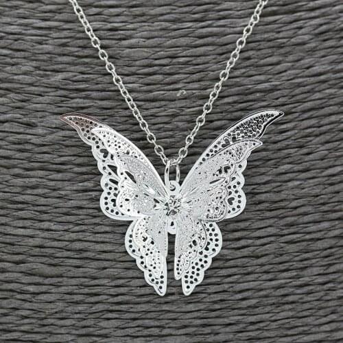 Wholesale New Fashion Womens Jewelry Butterfly Pendant & Necklace Chain Women Lovely Butterfly Pendant Chain Necklace Jewelry