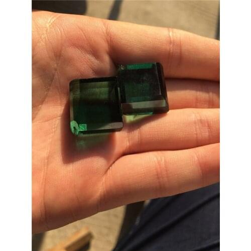 Blue-green crystal pendant, DIY jewelry blue-green stone cube pendant