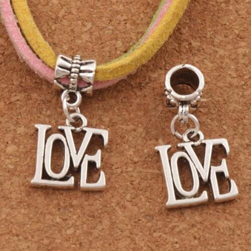 Sincere Open Love Letter Charm Beads Dangle Fit European Bracelets Jewelry DIY B970 22pcs13.1x26mm zinc alloy