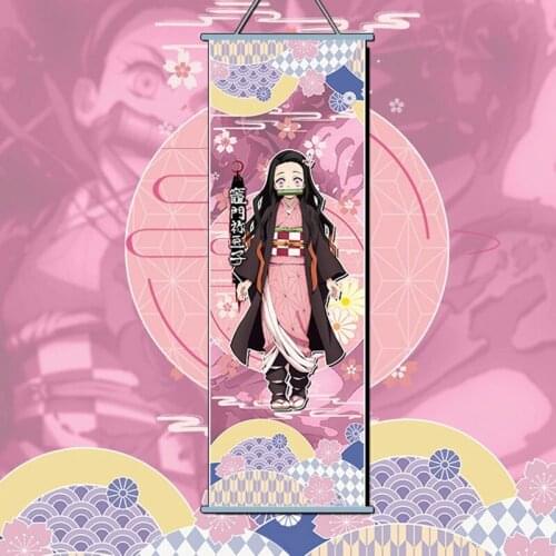 Demon Slayer: Kimetsu No Yaiba Tanjirou Nezuko Anime Manga Wall Poster Scroll Wall Hanging Poster Home Decor