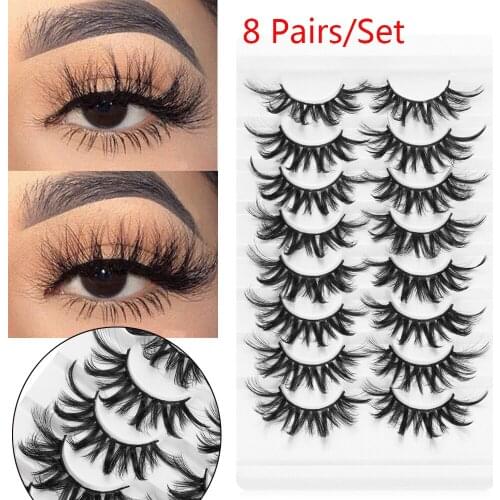 Hot Sale 8 pairs 3D Mink Lashes Natural long False Eyelashes Dramatic Full Volume Thick Eyelash Extension Eye Makeup Tools
