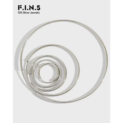 F.I.N.S 925 Sterling Silver Big Hoop Earrings Fashion Round Circle Earings Silver Sterling 925 Ladies Earring Minimalist Jewelry