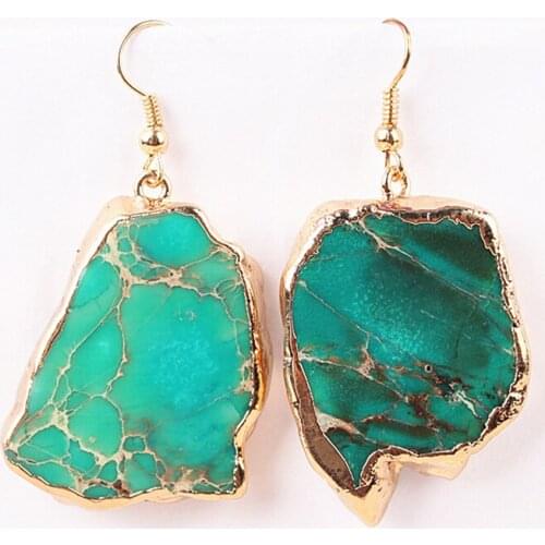 New natural stone long bohemian earrings female retro national exaggerated earrings anchor nightclub