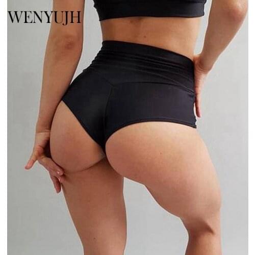 WENYUJH High Waist Shorts Women Bodycon Biker Shorts Summer Sweat Mini Sexy Shorts Femme Workout Fitness Shorts Push Up Shorts