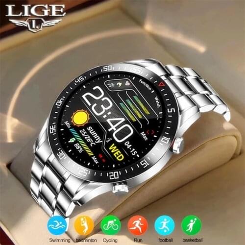 LIGE New 2021 Smart Watch Men Heart Rate Blood Pressure Information Reminder Sport Waterproof Smart Watch for Android IOS Phone