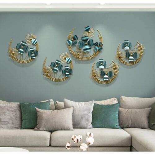 Modern creative living room background household light luxury wall decoration bedroom wrought iron four-leaf clover