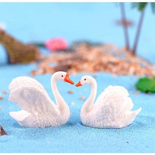 Resin Swan Miniature Figurine Fairy Garden Dollhouse Decor Micro Landscape