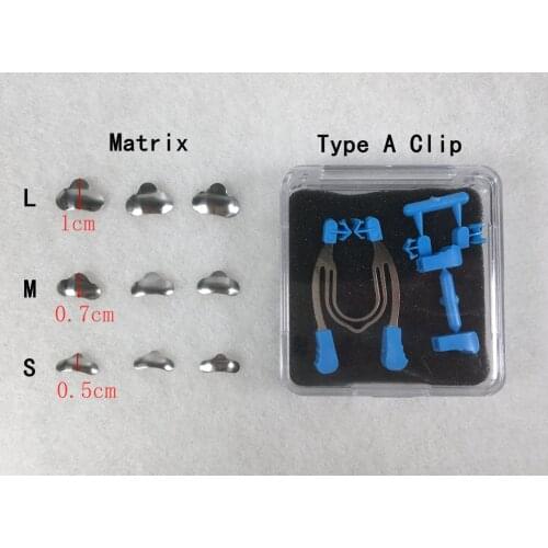 Dental Matrix Clip Clamps Wedges Tinas Plier Autoclave 121° All in one Ring ClipX1 Matrices Large with LedgeX100