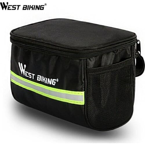 WEST BIKING Cycling Front Carrier Bag Bicycle MTB Road Bike Large Capacity Pannier Frame Tube Handlebar Basket Bike Accessories