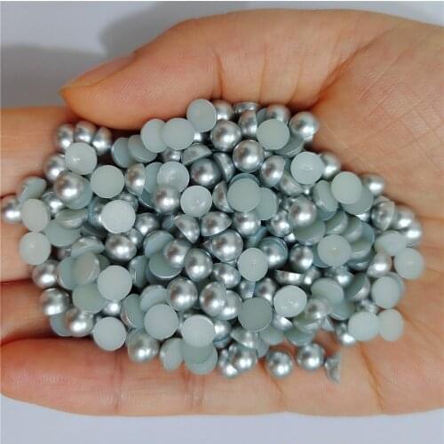 Light gray Half Round Pearl Rhinestone Crystal Non Hotfix Flat Back Rhinestones Trim Accessories for Nail Art Rhinestones