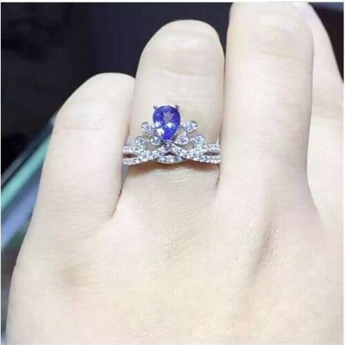 Tanzanite ring Real and natural tanzanite 925 sterling silver Fine women jewelry 4*6mm gemstone