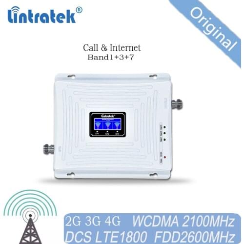 Celular signal booster 4g Repeater gsm 2g 3g 4g lintratek mobile signal booster LTE 2600MHz WCDMA 2100 LTEDCS/GSM 1800MHz