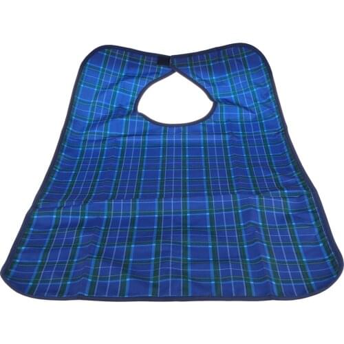 Waterproof Adults Elder Mealtime Cloth Protector Disability Aid Bib Blue