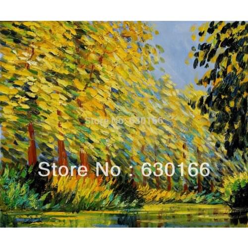 Claude Monet Oil Paintings Reproduction - Bend in the Epte River Famous Landscape Oil Paintings on Canvas Horizontal