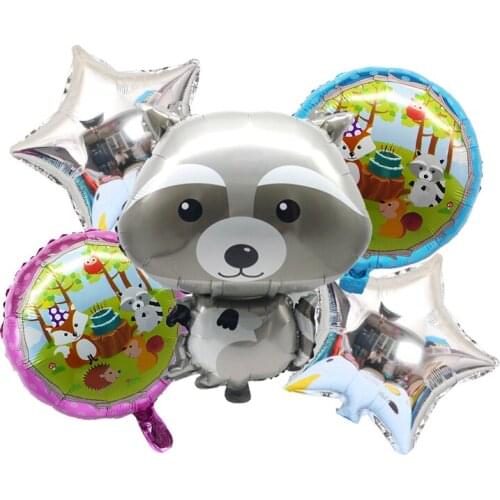 Animal Cartoon Balloons Raccoon Fox Squirrel Hedgehog Foil Helium Balloon Birthday Jungle Party Decor Kids Baby Shower Toy Balls