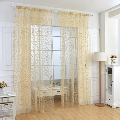 High Qualilty Flocking Double S Shaped Pattern Tulle Curtain House Decor Door Window Curtain New #229327