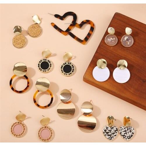 IF YOU 2019 New Fashion Geometric Metal Earrings For Women Bohemia Round Heart Gold Color Dangle Drop Earrings Statement Jewelry