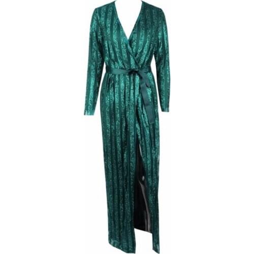 Green Black Gold Fashion Chic Elegant Modern Women Outwear Celebrity Long Coat