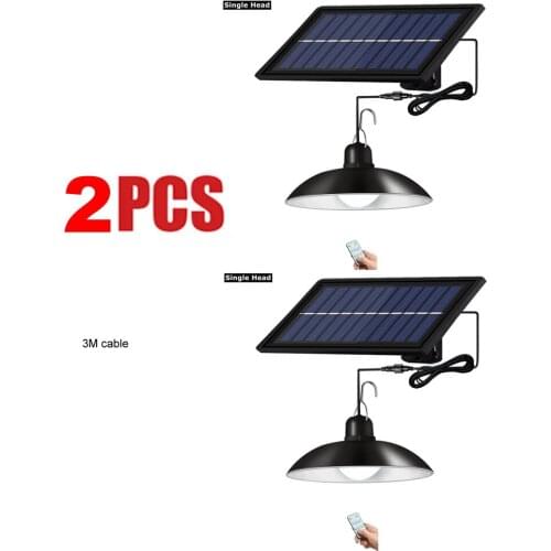 2pcs Retro Lampshade Solar Pendant Chandelier solar led bulb lamp remote Outdoor Security Garden Night Decoration Luminar light