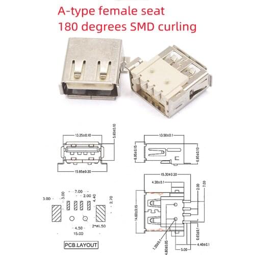 5PCS Side insert USB mother A mother bent 90 degrees