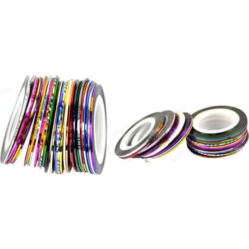 30pcs/pack Mixed Colors Rolls Striping Tape Line DIY Nail Art Tips beauty Decoration Sticker Nails Care Art Accessories