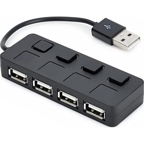 4IN 1 USB 2.0 Hub Push-Button Stand with 4 Port hub Individual LED lit Power switches-dropshipping