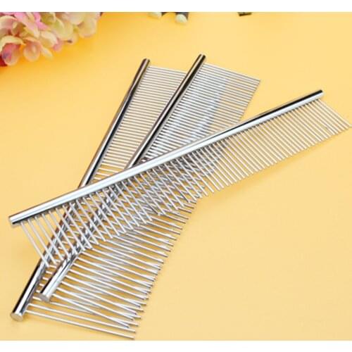 Super Surdy Durable Pet Grooming Cat Dog Puppy Long Haired Fur Grooming Sliver Metal Anti-static Comb Pet Beauty Tool New