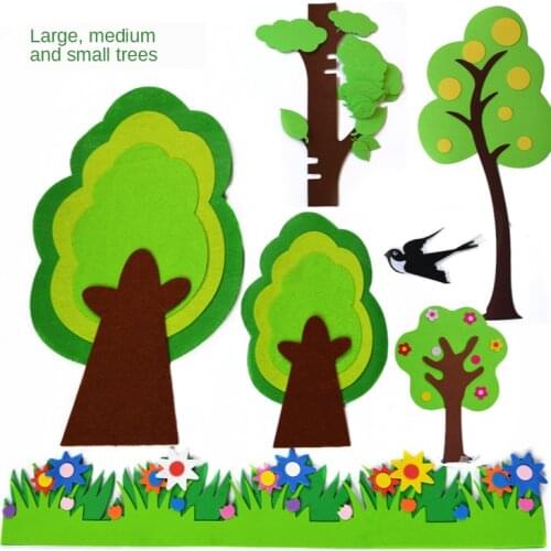 Kindergarten Large Paste Handmade DIY Classroom Home Decoration Non-woven Felt Package Green Tree Patches Wall Stickers