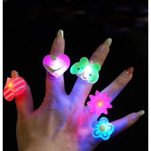 Kids Cartoon LED Flashing Light Up Glowing Finger Rings Electronic Christmas Halloween Party Fun Toys Gifts for Children ZA3167