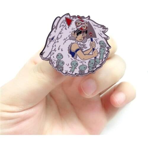Princess Mononoke Hime San Enamel Brooches Women Men Lapel Pin Backpack Bags Hat Badge Metal Figure Alloy Unique Gift