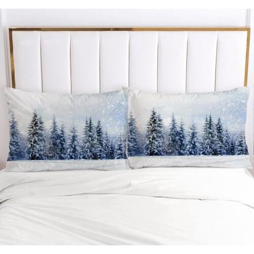 2 PCS 3D Printed Snow White Pine Forest 100% Polyester Pillowcase Printed Home Decorative Pillowcase Decoraion Bedclothes