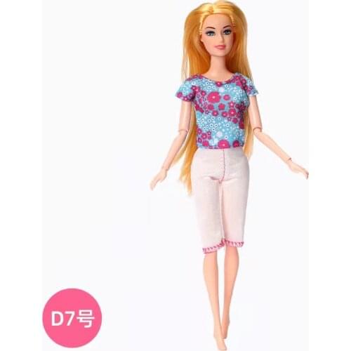 Fashion Blue Floral Shirt White Trousers 1/6 BJD Clothes Set for Barbie Doll Outfits 11.5" Dolls Accessories Kids Playhouse Toys