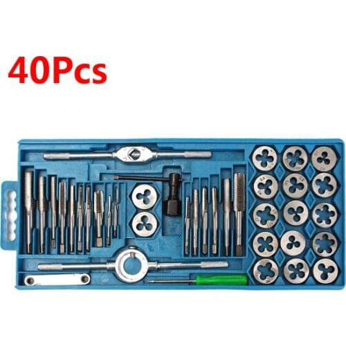 40Pcs Metric Tap Wrench and Die Pro Set M3-M12 Nut Bolt Alloy Metal Hand Tools