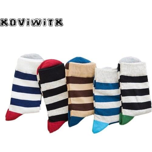 5 Pair Rainbow Stripe for Mens Casual Socks fashion Cotton winter high long Sock Black Harajuku plus size Funny boys men Art Sox